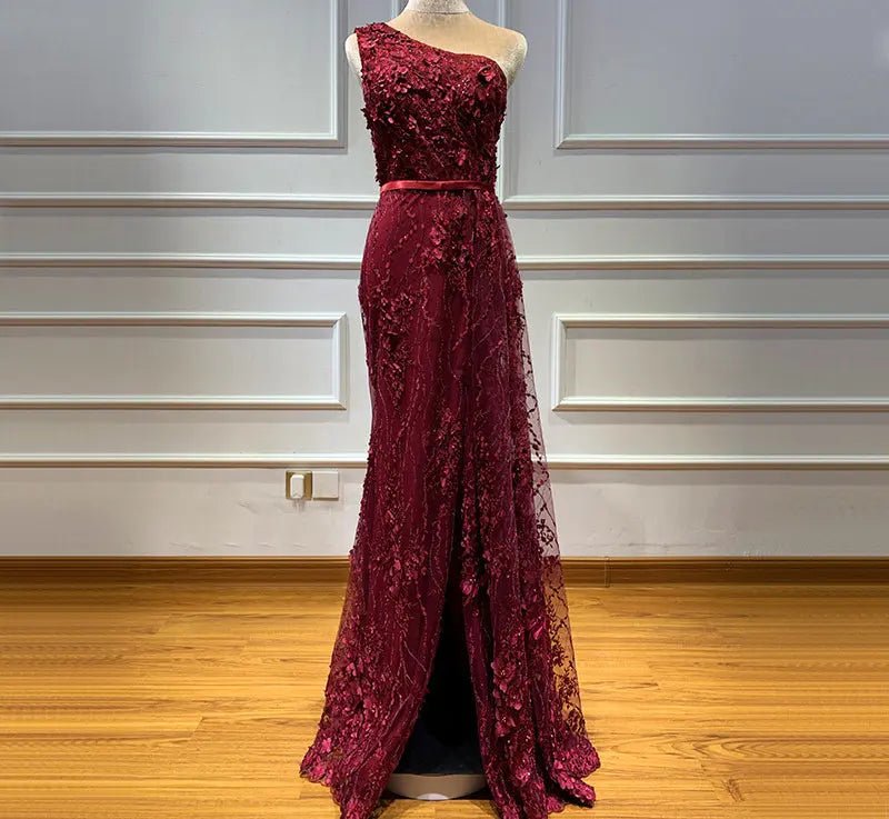 Flowers Pearls One-Shoulder Sexy Luxury Evening Gowns 2020 - Mscooco.co.uk