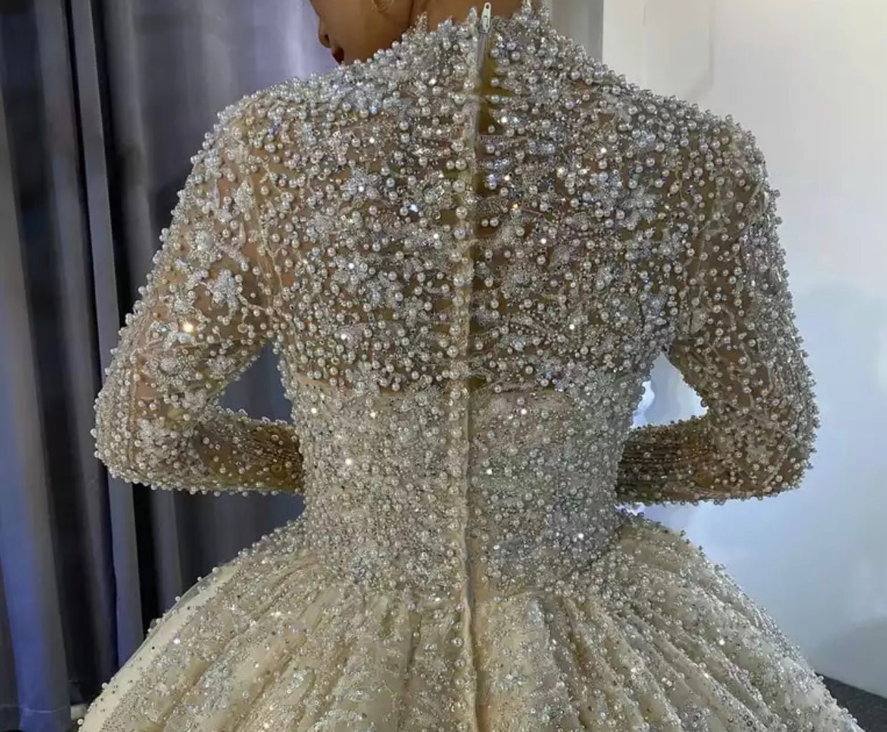 Full Pearls Luxury Wedding Gown - Mscooco.co.uk