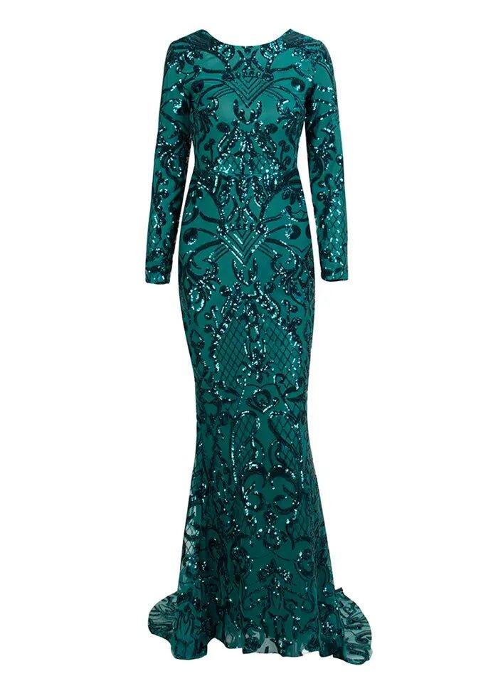 Geometric Element Sequins Material Bodycon Long Sleeve Dress - Mscooco.co.uk