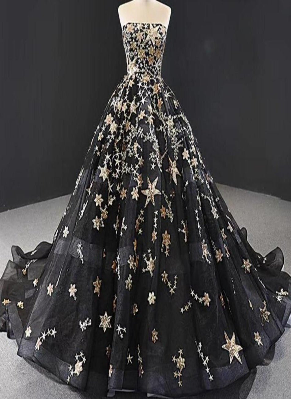 Gold Stars Sequined Sparkle Bridal Gown - Mscooco.co.uk