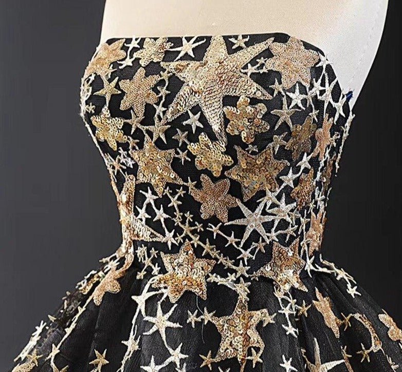 Gold Stars Sequined Sparkle Bridal Gown - Mscooco.co.uk