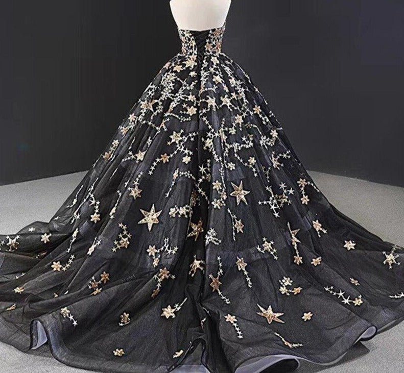 Gold Stars Sequined Sparkle Bridal Gown - Mscooco.co.uk