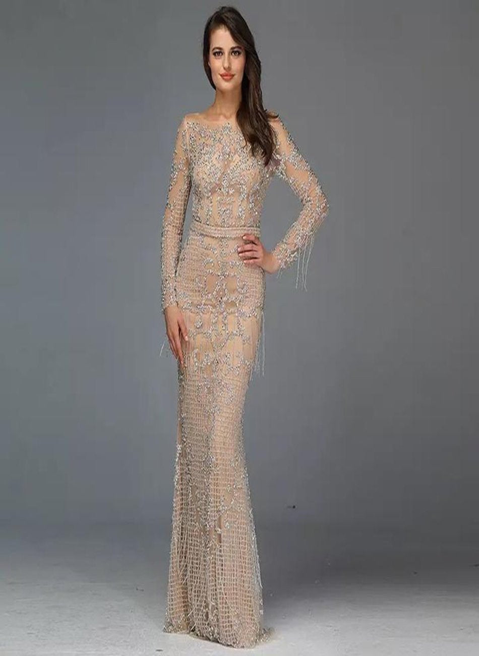 SABRINA - Beaded Embellished Maxi Dress Mscooco.co.uk