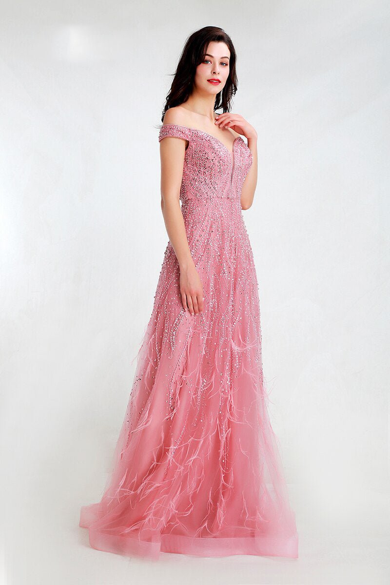 Grace - Pink Embellished Maxi Dress - Mscooco.co.uk