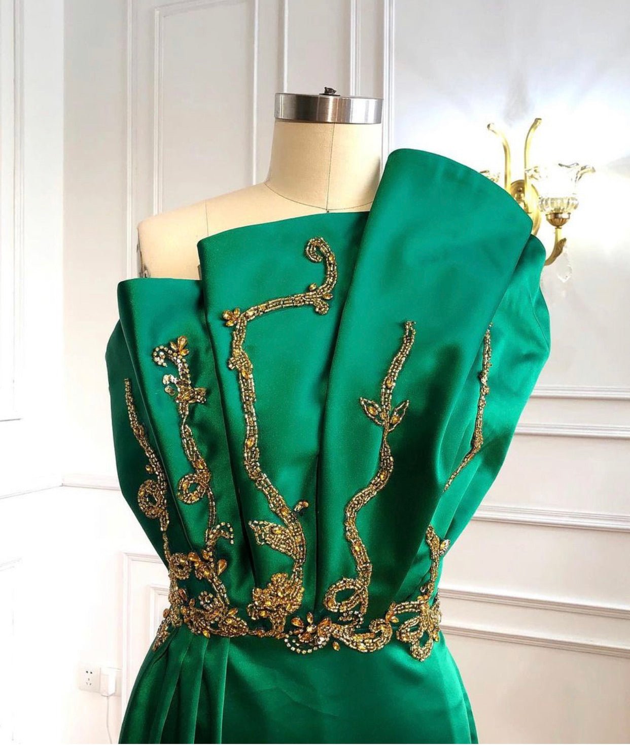 Gracie One Shoulder Satin Beading Evening Dress - Mscooco.co.uk