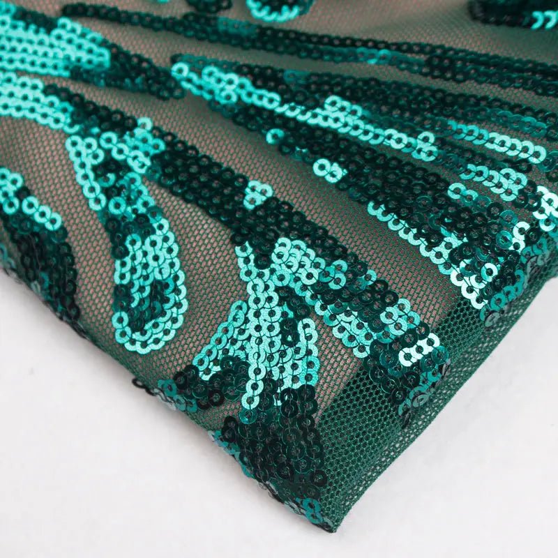 Green O Neck Long Sleeves Sequin Maxi Dress - Mscooco.co.uk