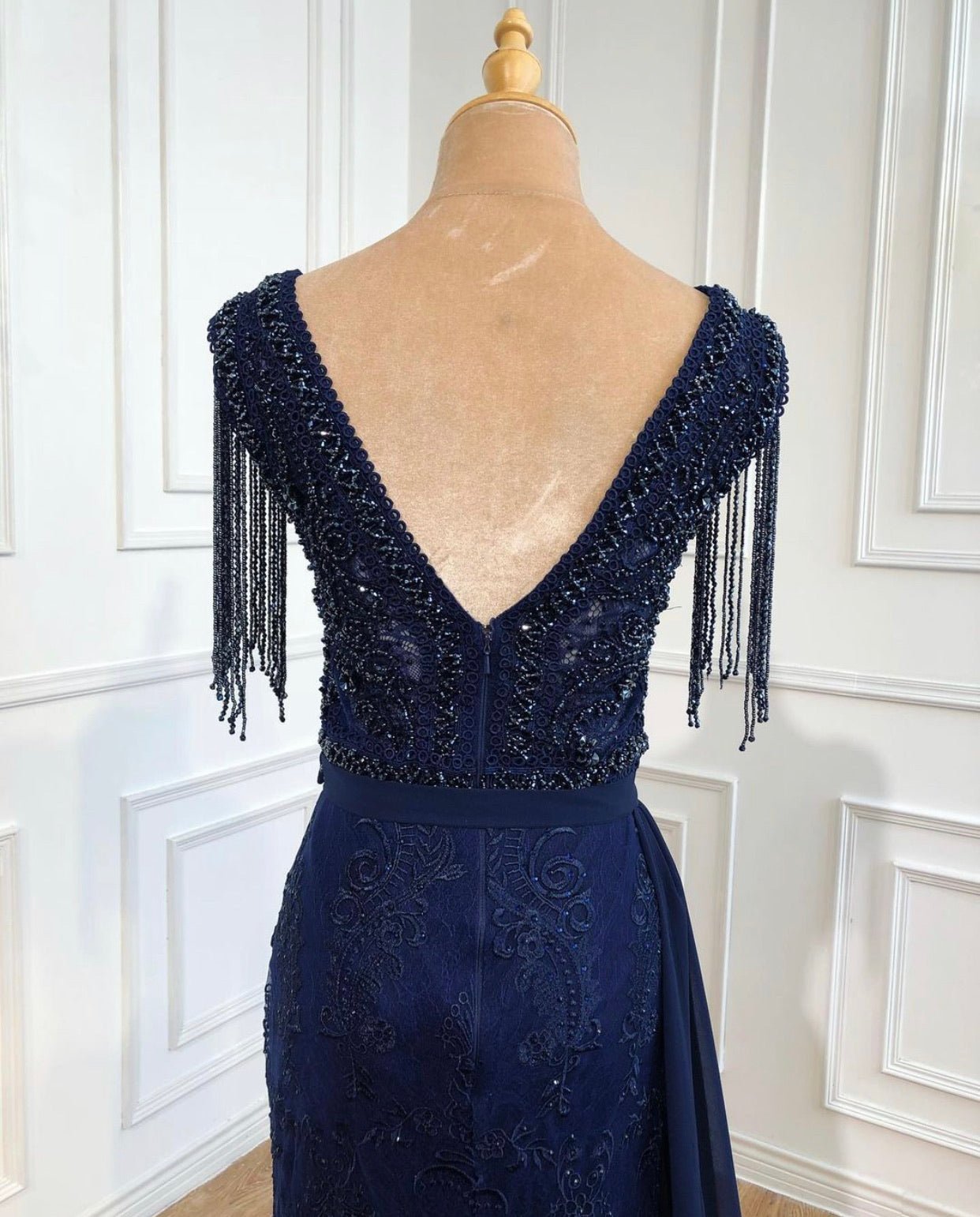 Halle Beading Tassel Formal Dress with Removable Overskirt - Mscooco.co.uk