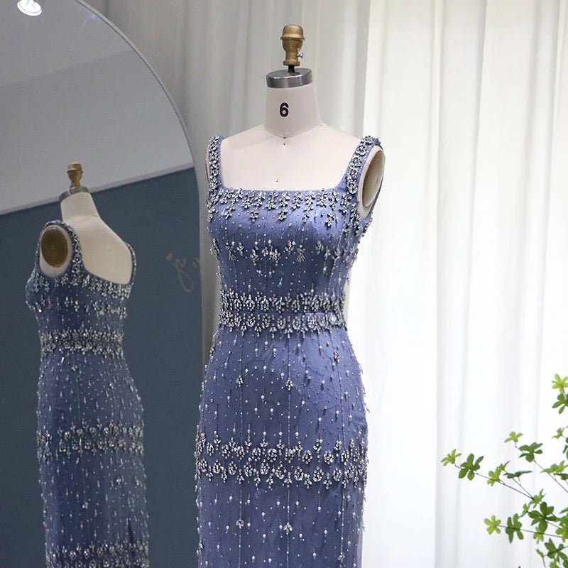 Hanisa Luxury Crystal Feathers Elegant Midi Dress - Mscooco.co.uk