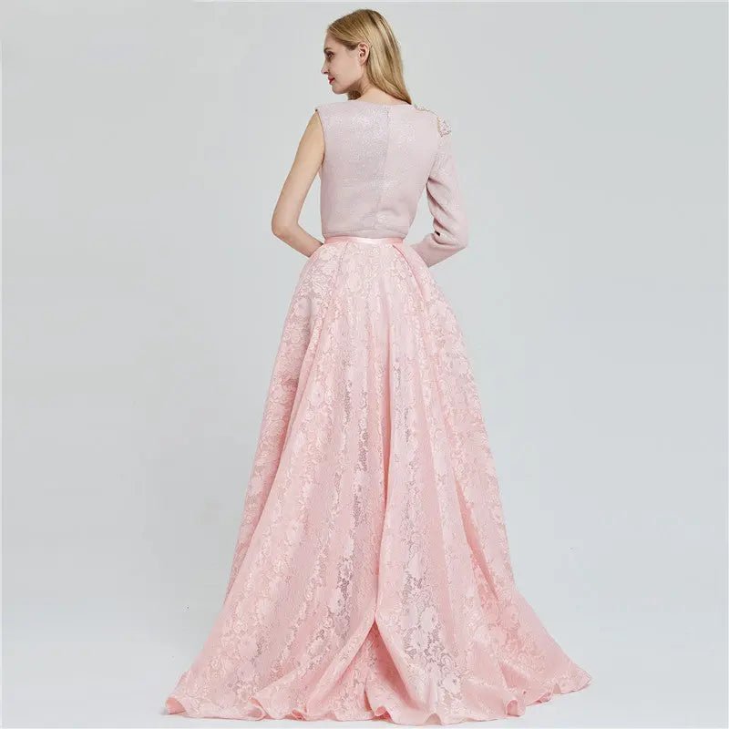 Hava Pink One Shoulder Pearls Vintage Evening Dress - Mscooco.co.uk