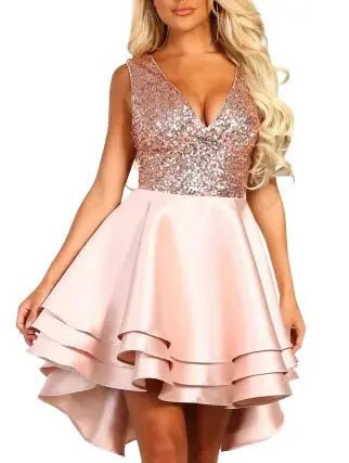 Heart Breaker Sequin Multi Layer Skater Dress - Mscooco.co.uk