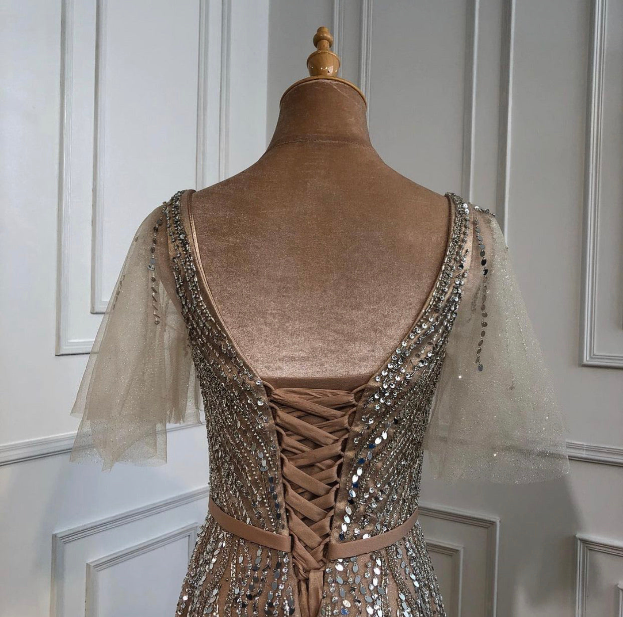 Tinley Flare Sleeves Beading Evening Dress Mscooco.co.uk
