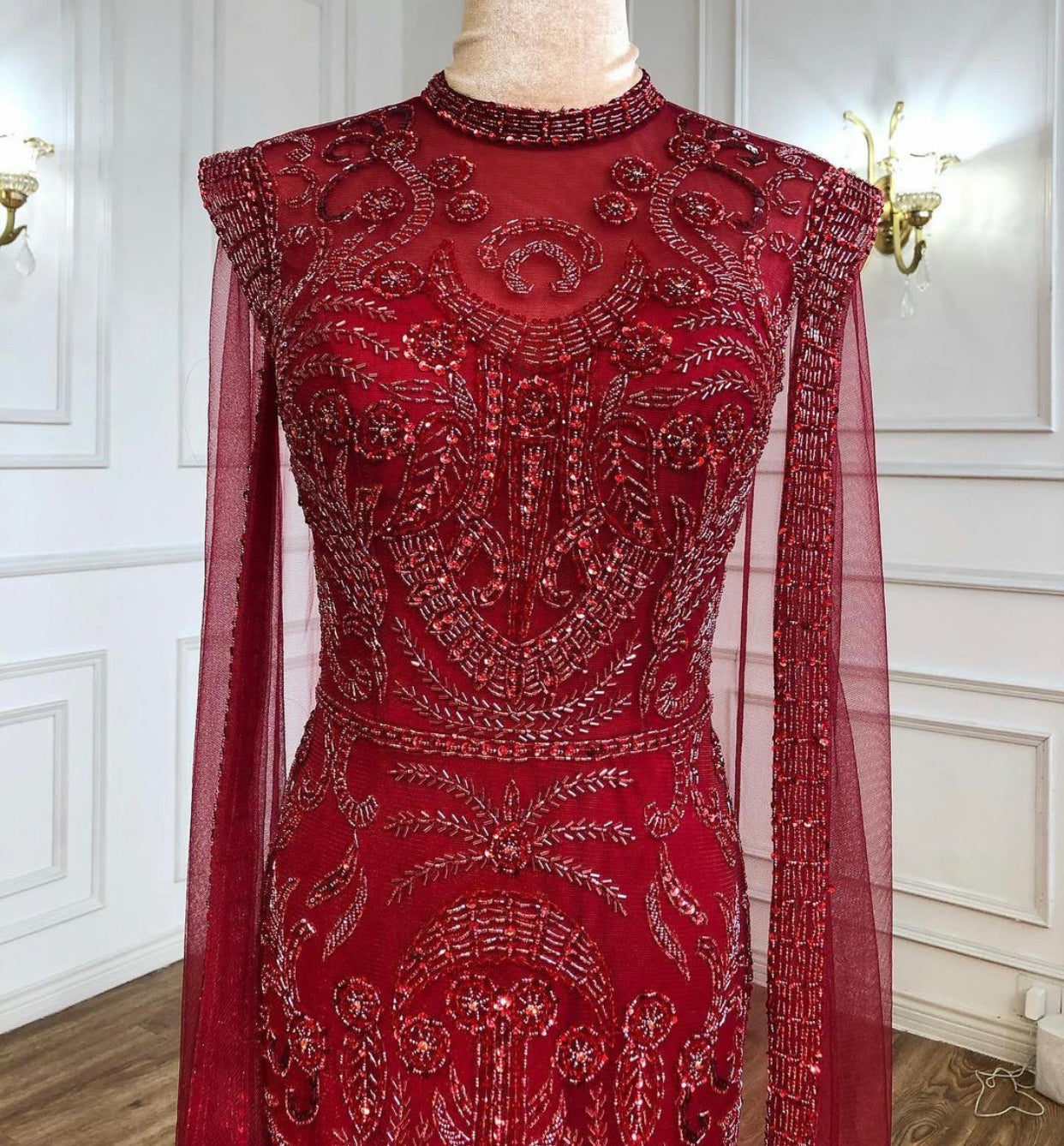 Nylah Luxury Beading  High Neck  Evening Gown Mscooco.co.uk