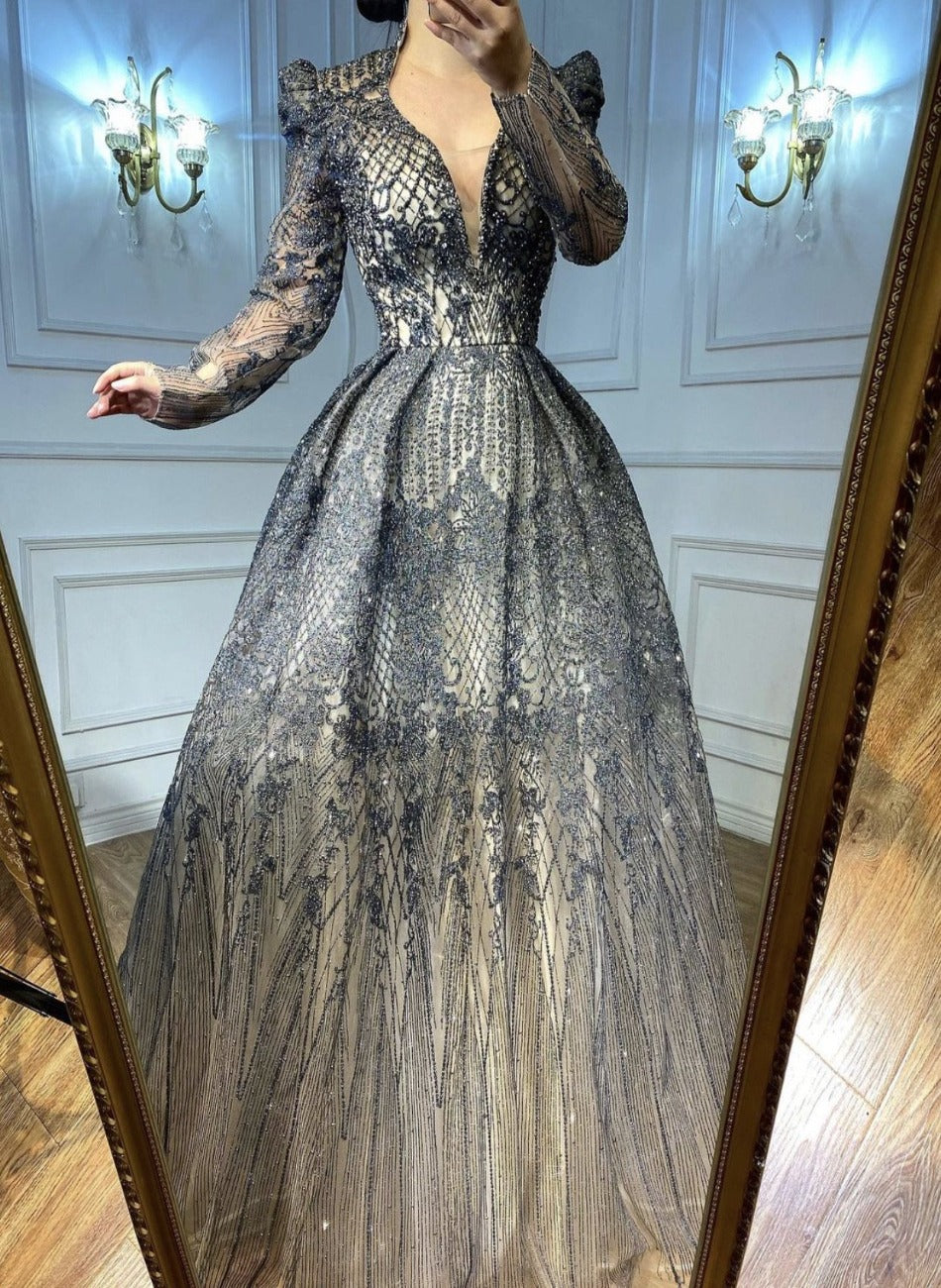 Megan Beading Embellished Evening Gown MSCOOCO