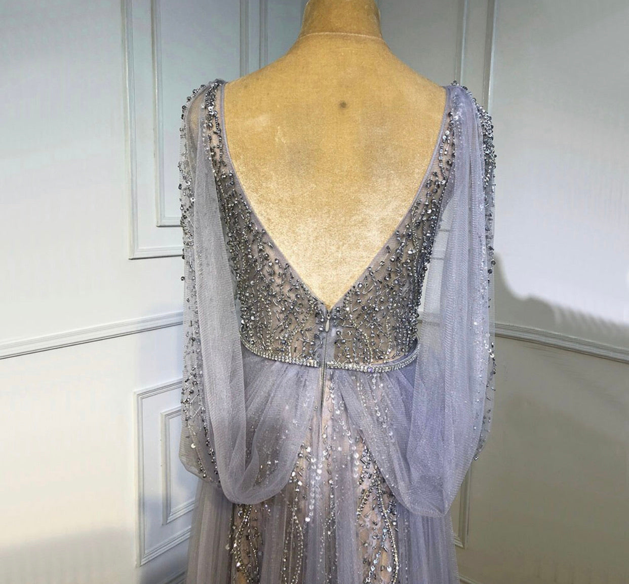 Zinnia Luxury Diamand Beading Evening Dress Mscooco.co.uk