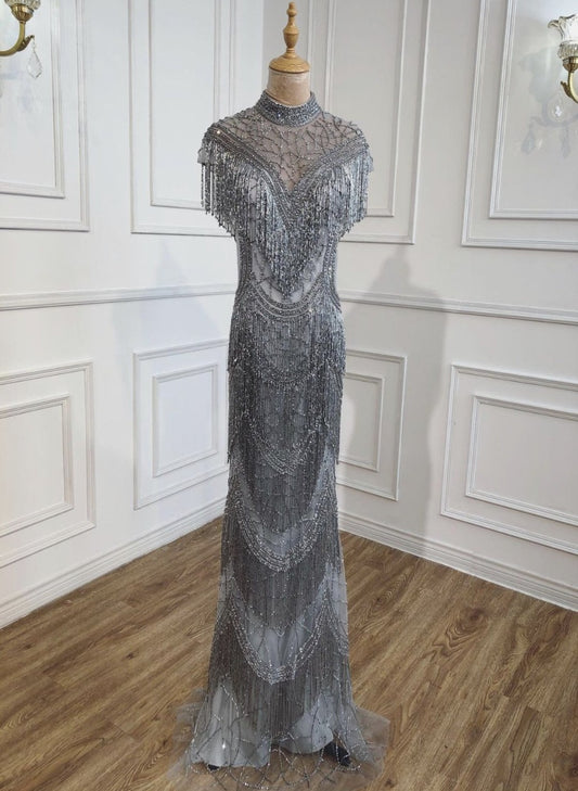 Vanna Beading Tassel Luxury Evening Dress Mscooco.co.uk