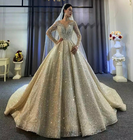 New Luxury Full Beading Wedding Gown Mscooco.co.uk