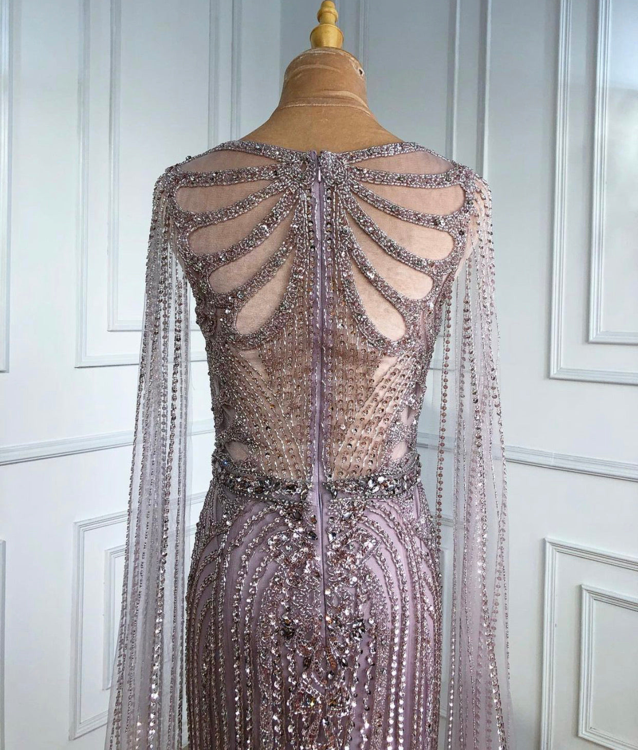 Sabra Elegant Beading Evening Dress With Cap Sleeves Mscooco.co.uk