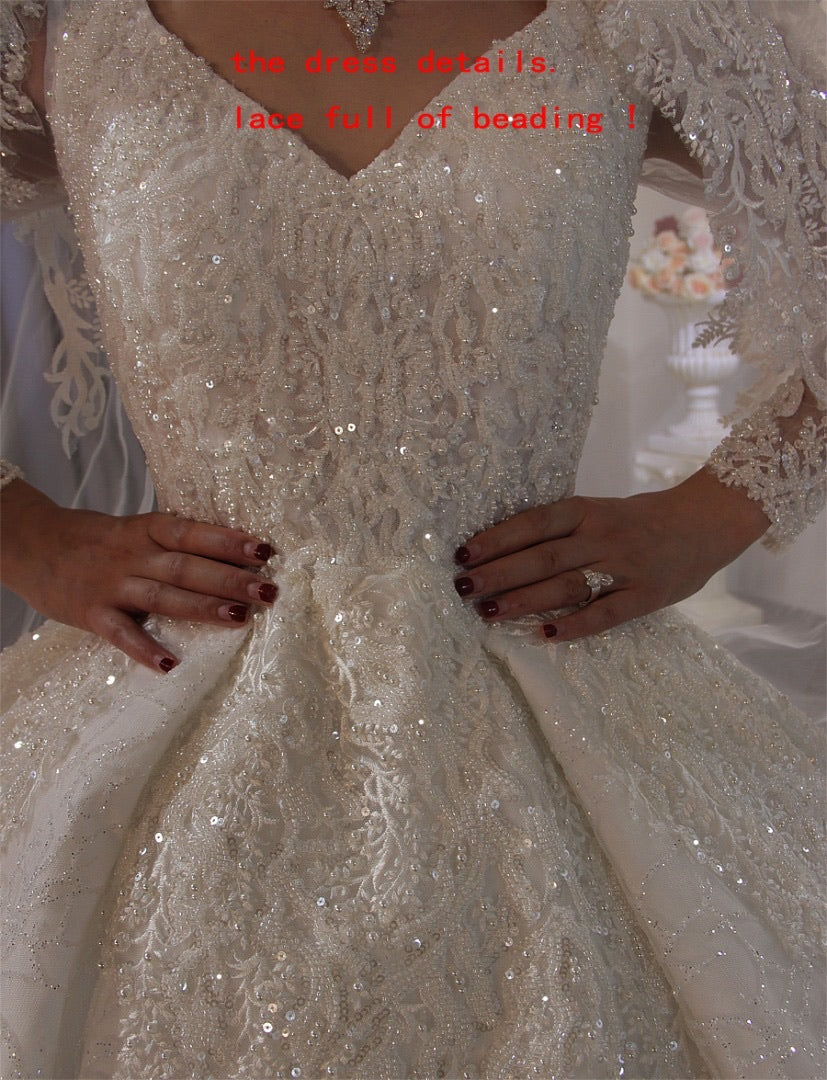 Full Lace Beading Work Bridal Dress Mscooco.co.uk