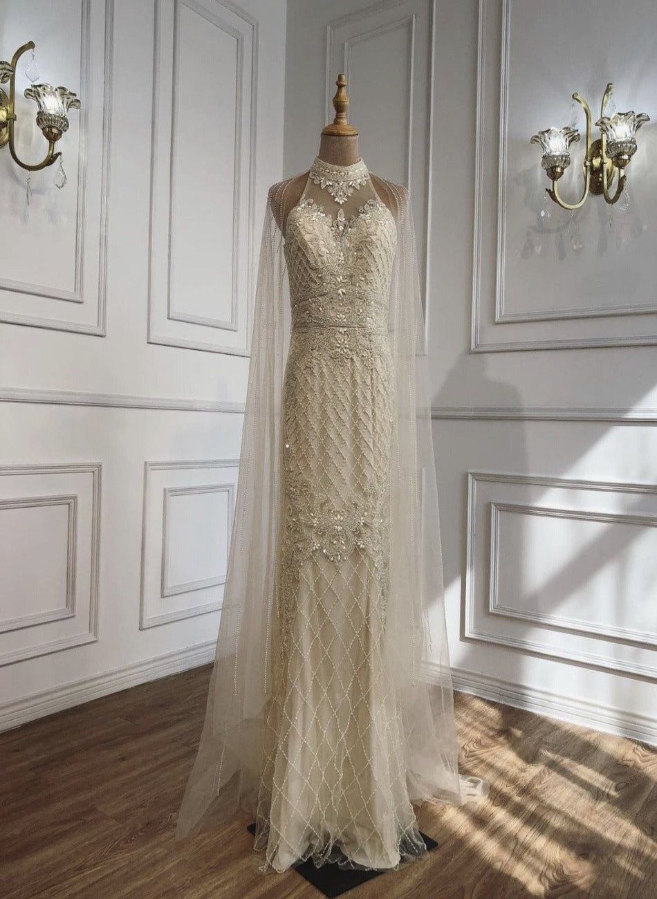 Kaira Luxury Beading With Train Evening Dress Mscooco.co.uk