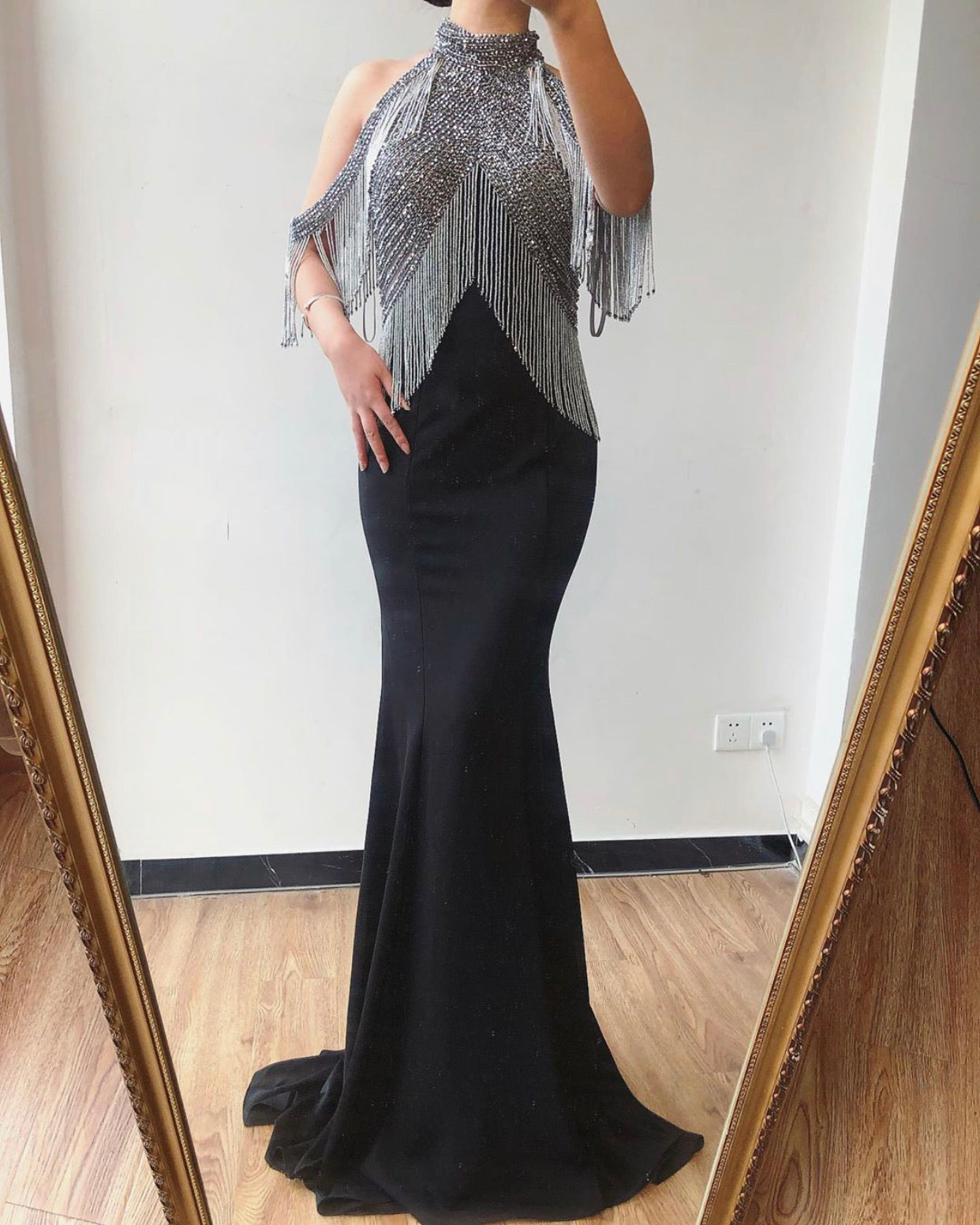 Jersey- Black Tassel Evening Dress Mscooco.co.uk