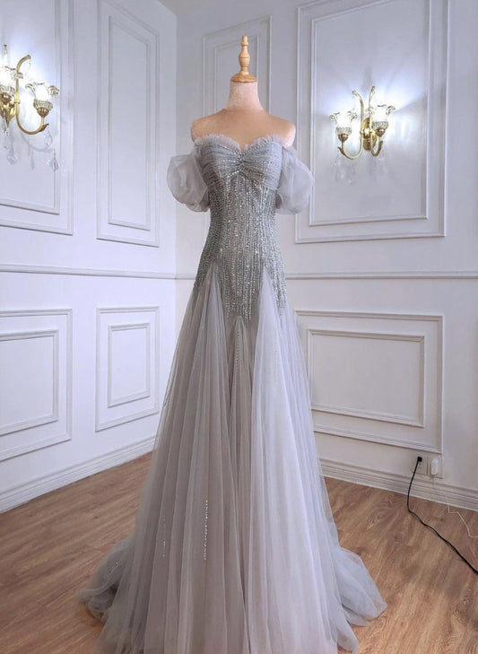 Risette A-Line Beading Sparkle  Luxury Evening Dress Mscooco.co.uk