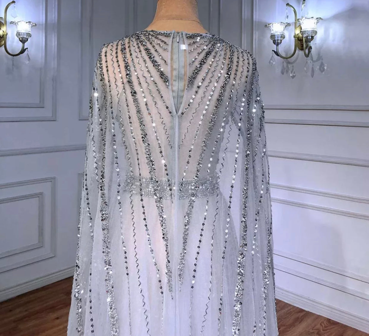 Arsia Cape Sleeve Beading Long Dress Mscooco.co.uk