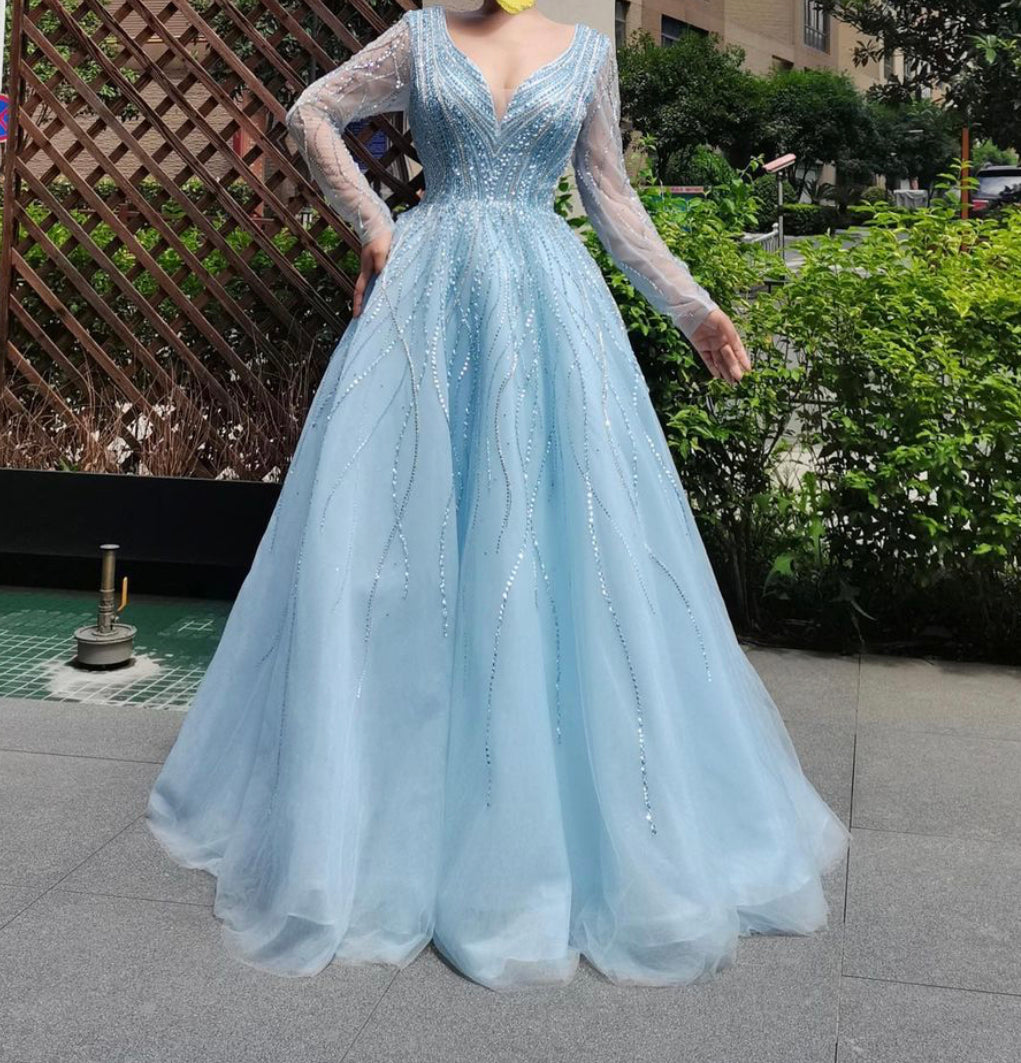 Veraa Long Sleeve Beading Evening Dress Mscooco.co.uk