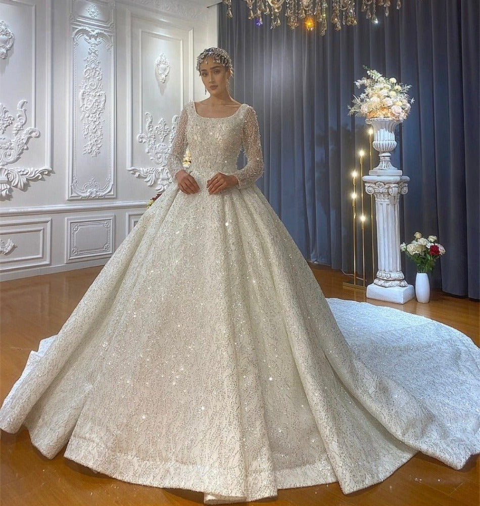Long Sleeves Beading Bridal Gown 2022 Mscooco.co.uk