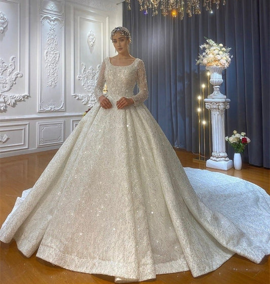 Long Sleeves Beading Bridal Gown 2022 Mscooco.co.uk