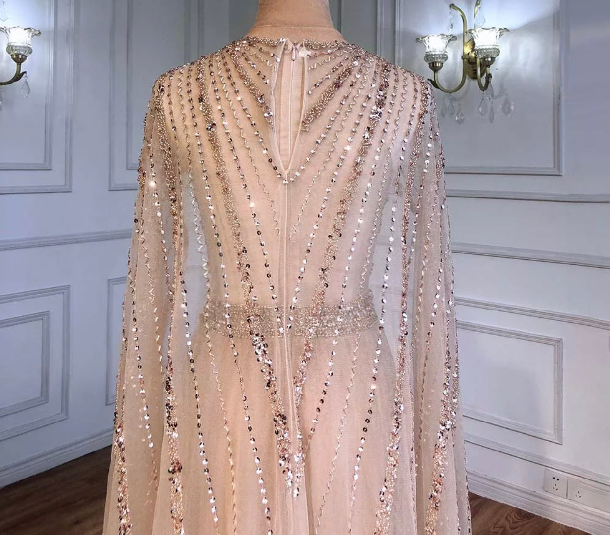 Arsia Cape Sleeve Beading Long Dress Mscooco.co.uk