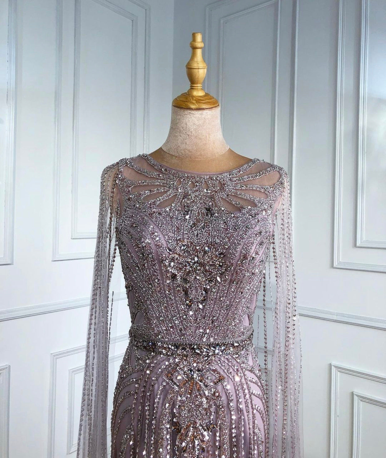 Sabra Elegant Beading Evening Dress With Cap Sleeves Mscooco.co.uk