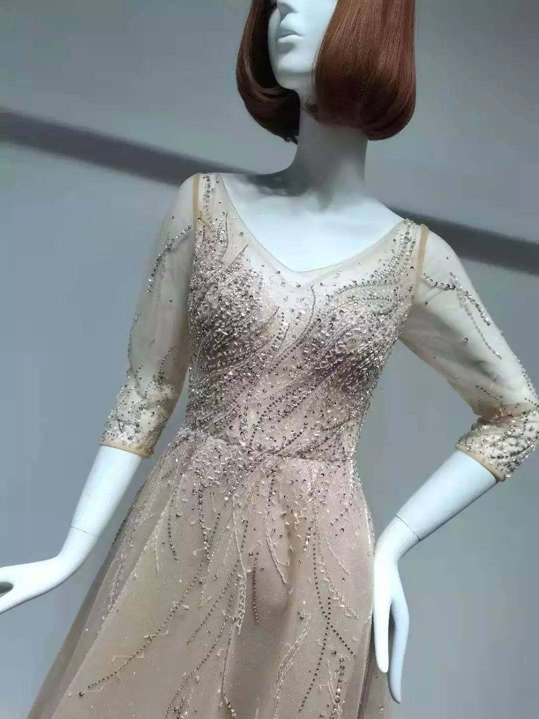 Veraa Long Sleeve Beading Evening Dress Mscooco.co.uk