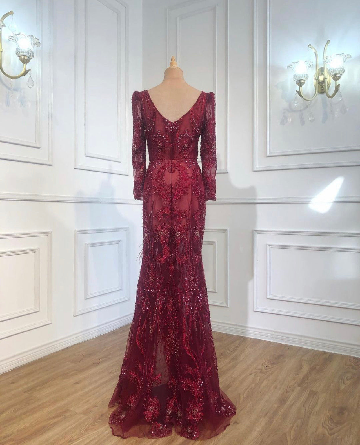 Doreen Elegant Beadings Feathers Formal Dress Mscooco.co.uk