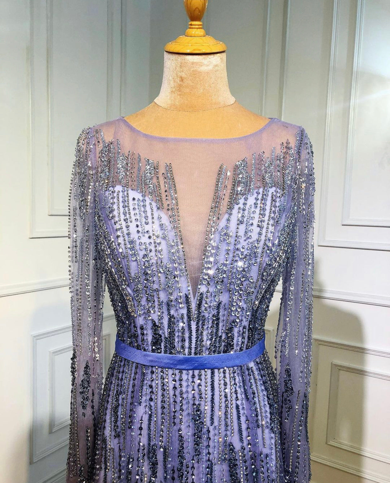 Talisha Purple Beading Embelished Evening Dress Mscooco.co.uk
