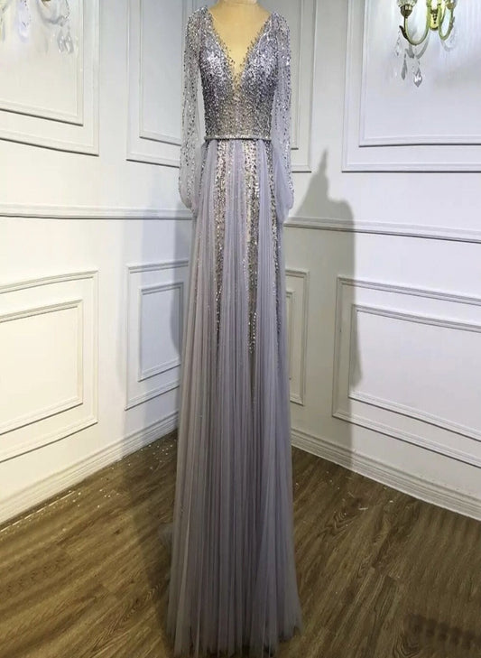 Zinnia Luxury Diamand Beading Evening Dress Mscooco.co.uk