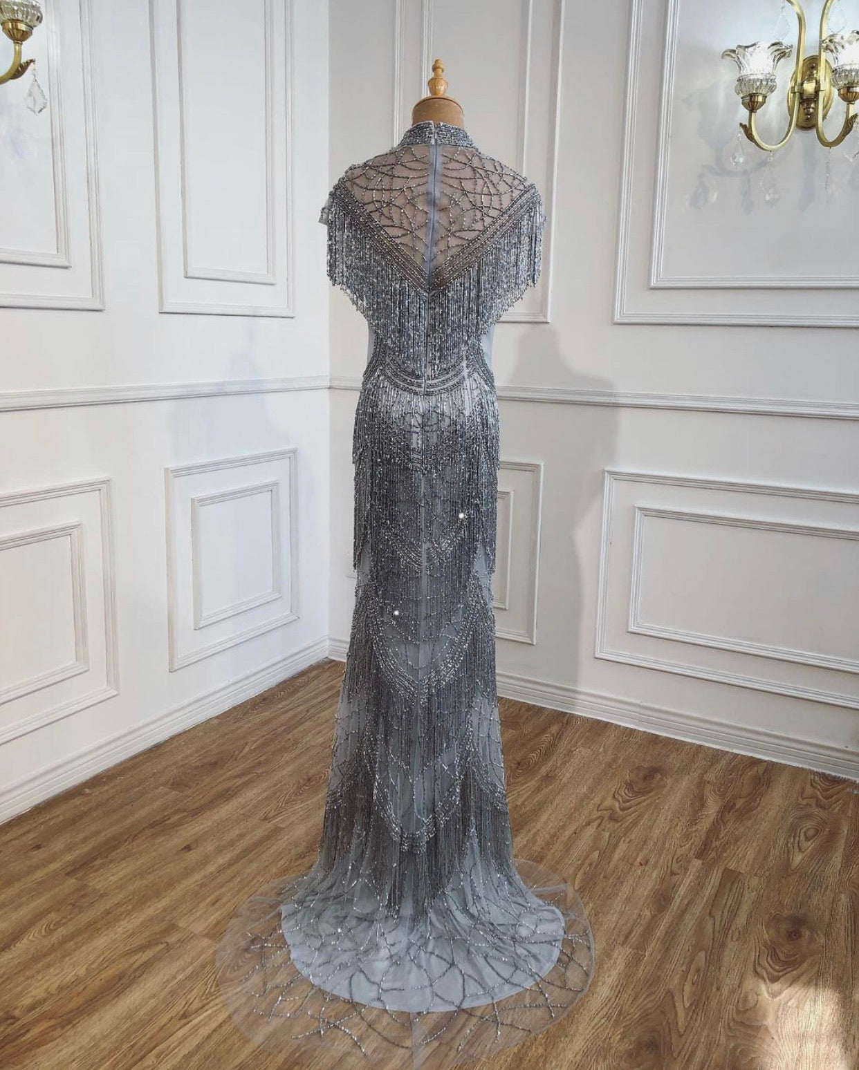 Vanna Beading Tassel Luxury Evening Dress Mscooco.co.uk