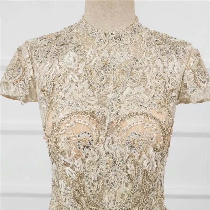 Isla Lace Beading Evening Gown - Mscooco.co.uk