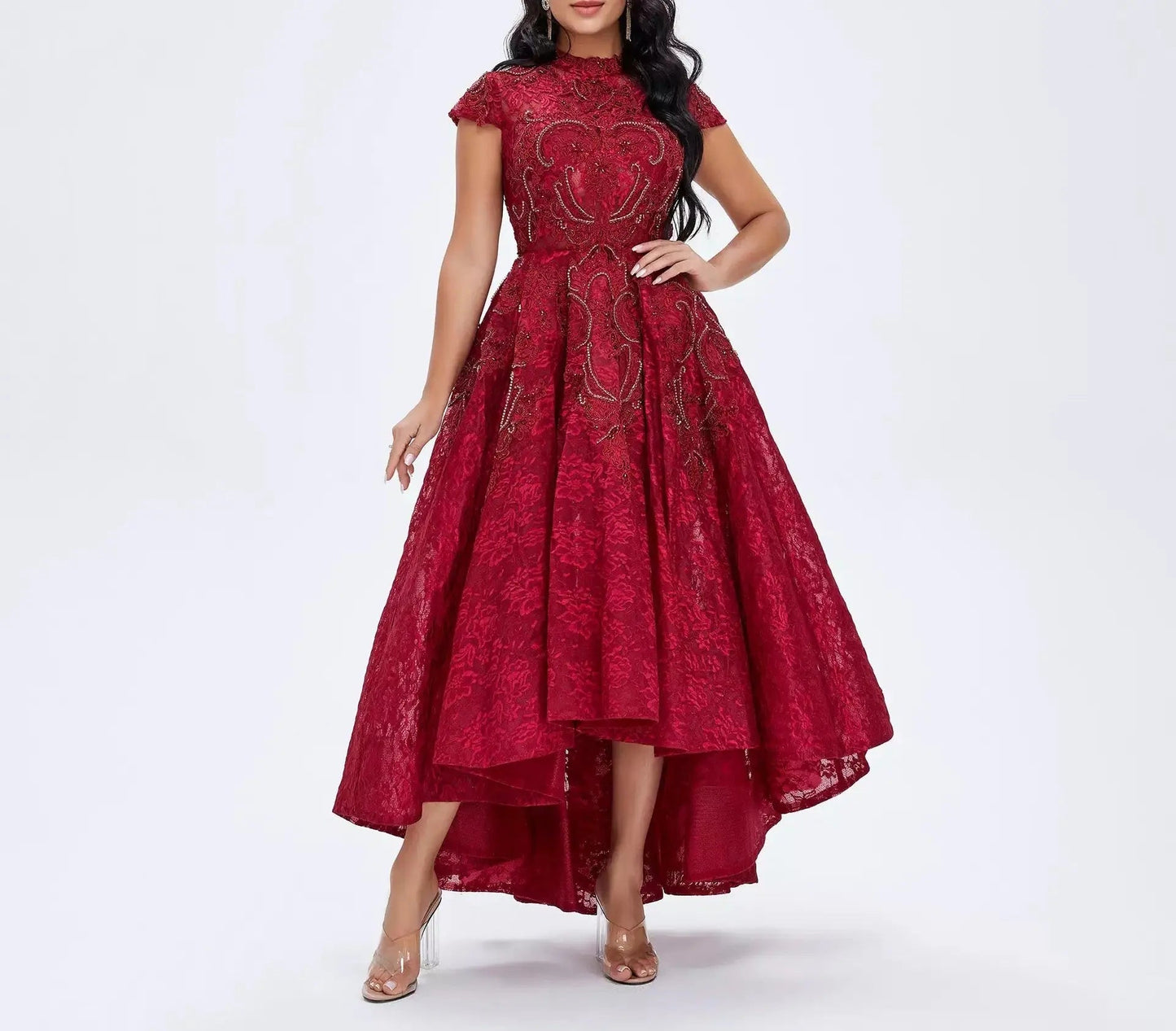Isla Lace Beading Evening Gown - Mscooco.co.uk