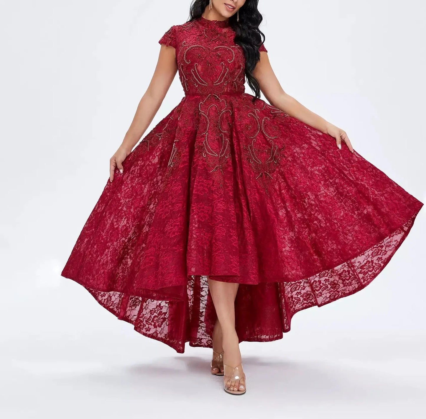 Isla Lace Beading Evening Gown - Mscooco.co.uk