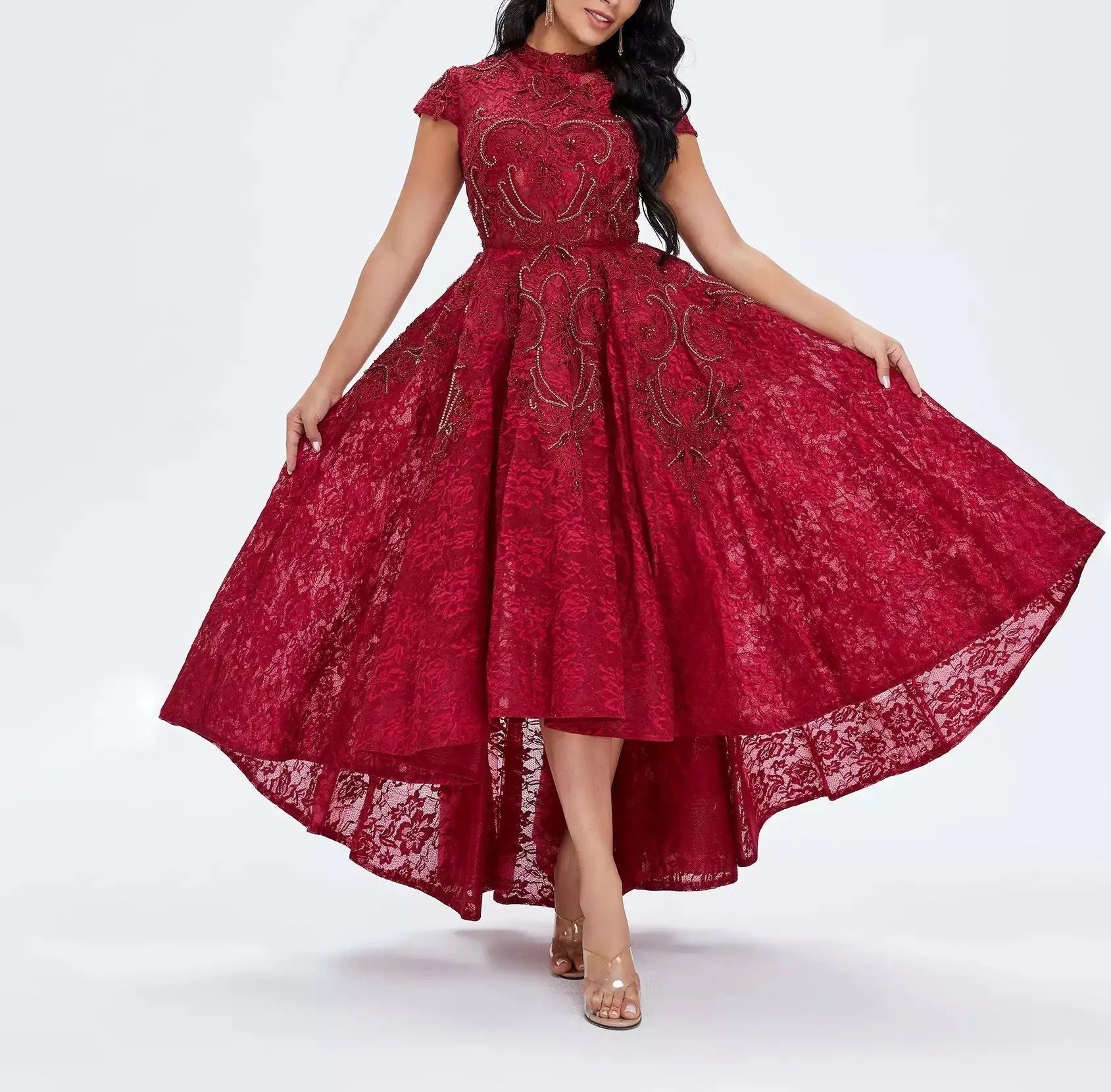 Isla Lace Beading Evening Gown - Mscooco.co.uk