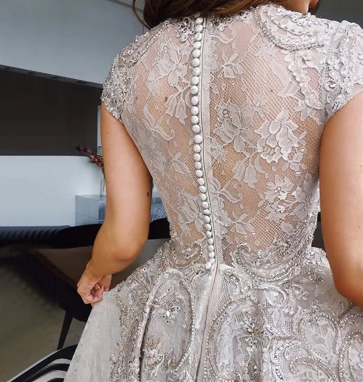 Isla Lace Beading Evening Gown - Mscooco.co.uk