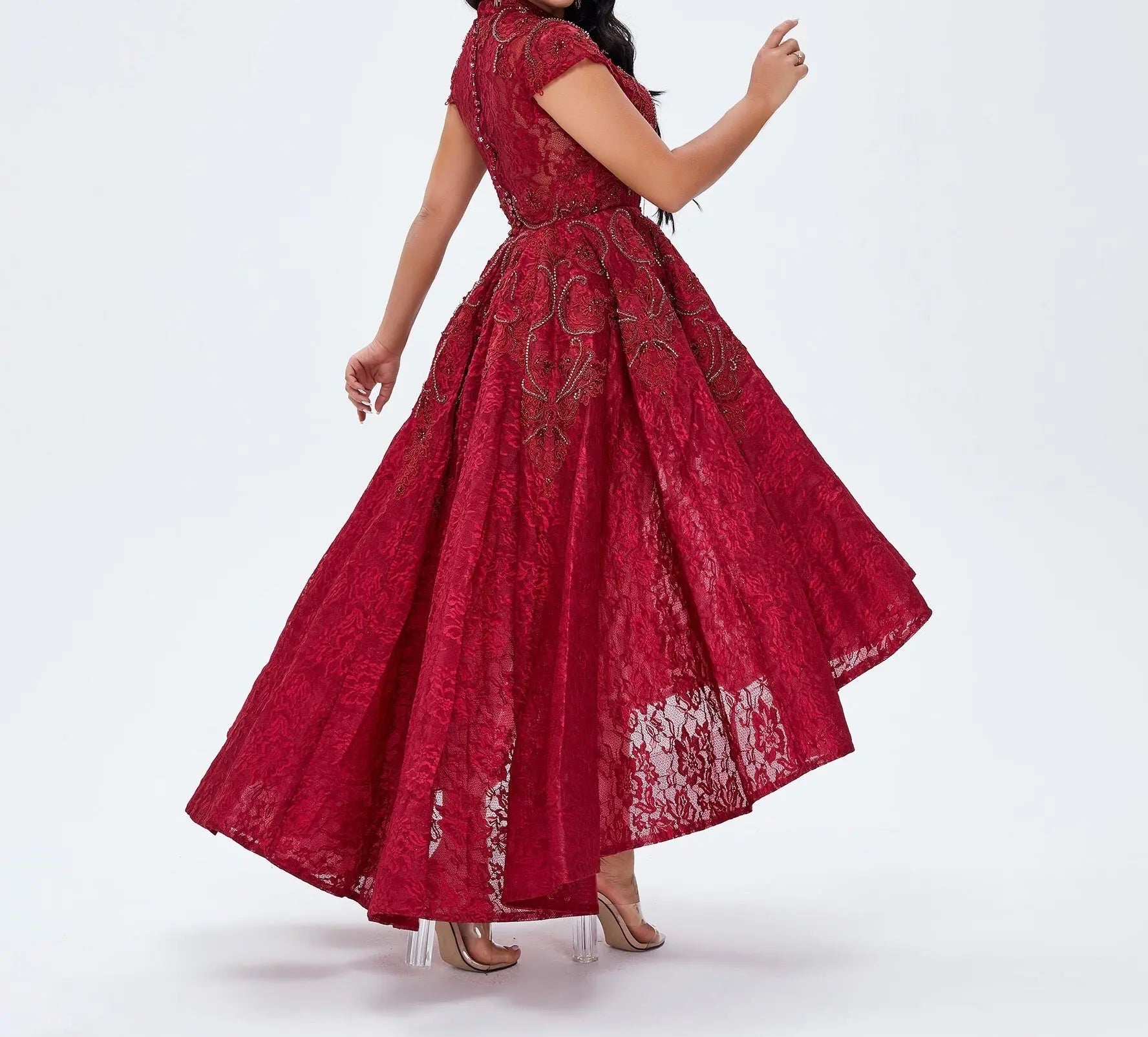 Isla Lace Beading Evening Gown - Mscooco.co.uk