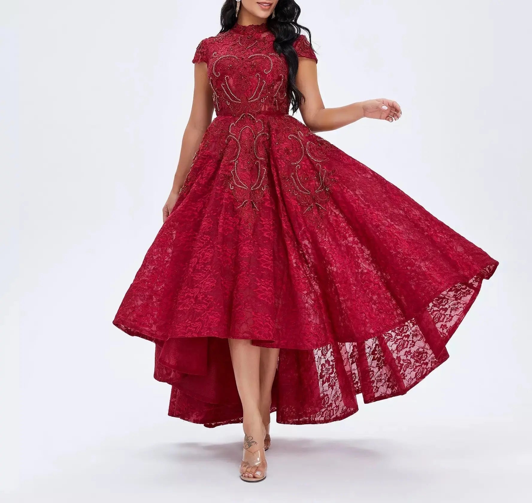 Isla Lace Beading Evening Gown - Mscooco.co.uk
