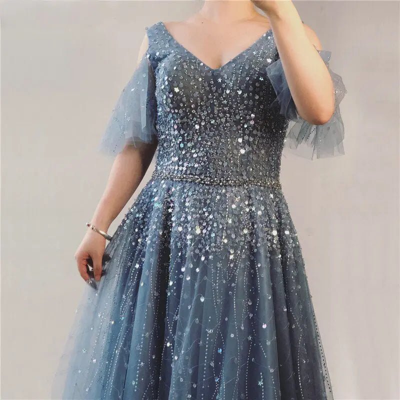 Jewel Sparkle Beading Sequin Evening Gown - Mscooco.co.uk