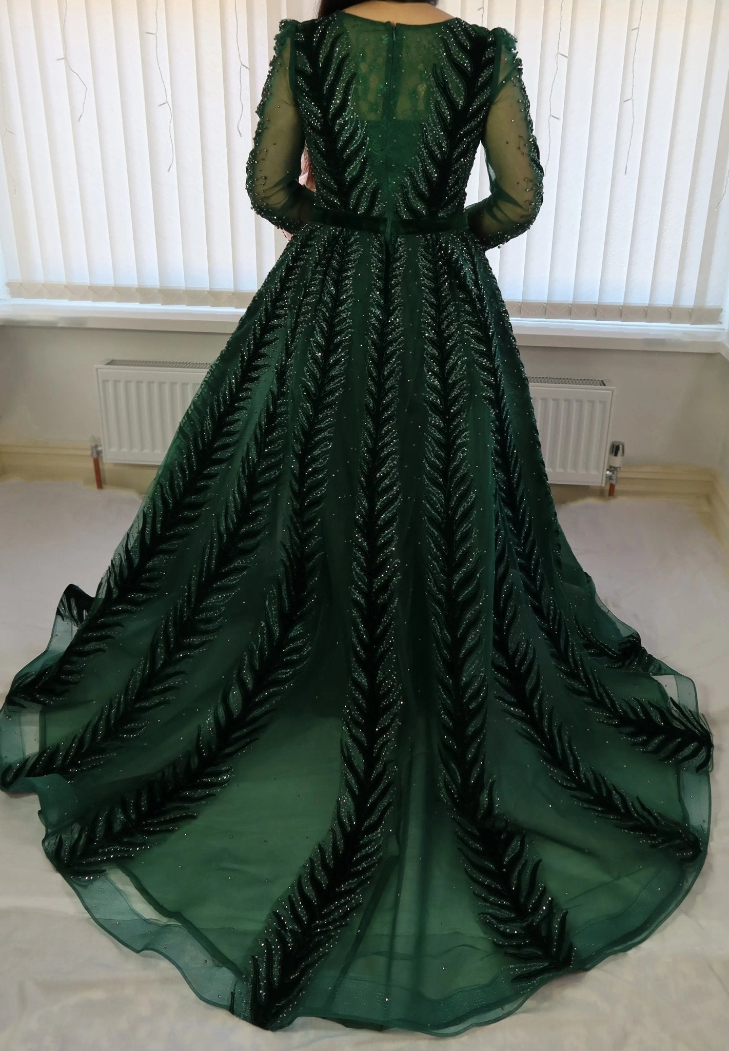 KAYLA - V-Neck Luxury Beading Gown - Mscooco.co.uk