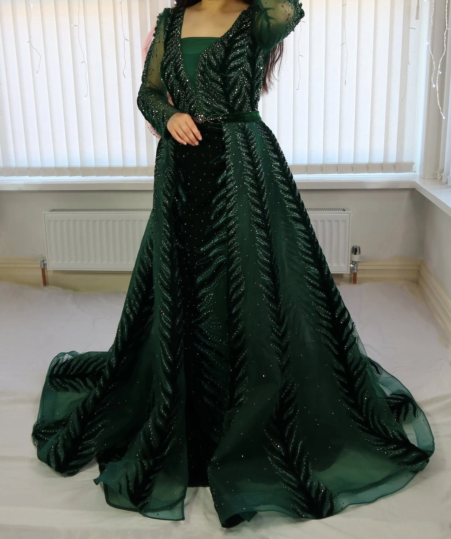KAYLA - V-Neck Luxury Beading Gown - Mscooco.co.uk