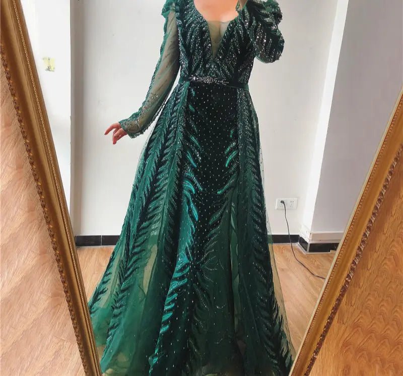 KAYLA - V-Neck Luxury Beading Gown - Mscooco.co.uk