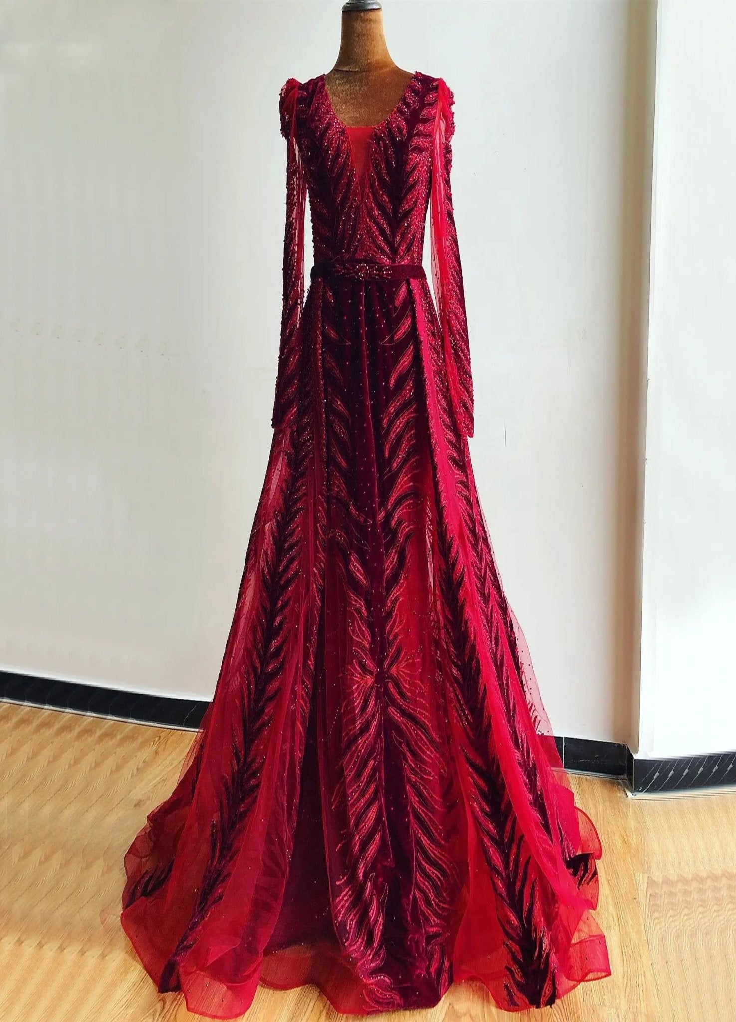 KAYLA - V-Neck Luxury Beading Gown - Mscooco.co.uk