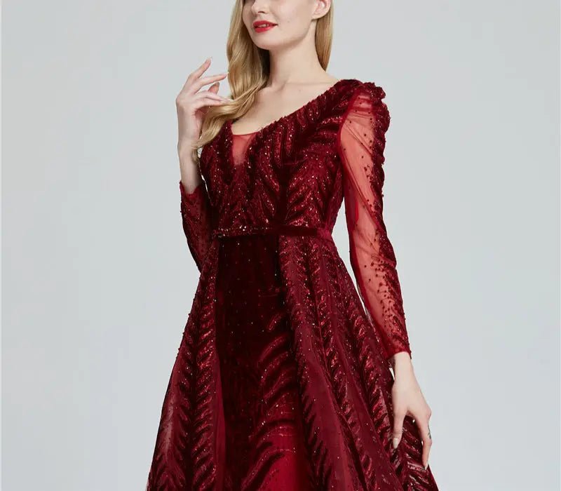 KAYLA - V-Neck Luxury Beading Gown - Mscooco.co.uk