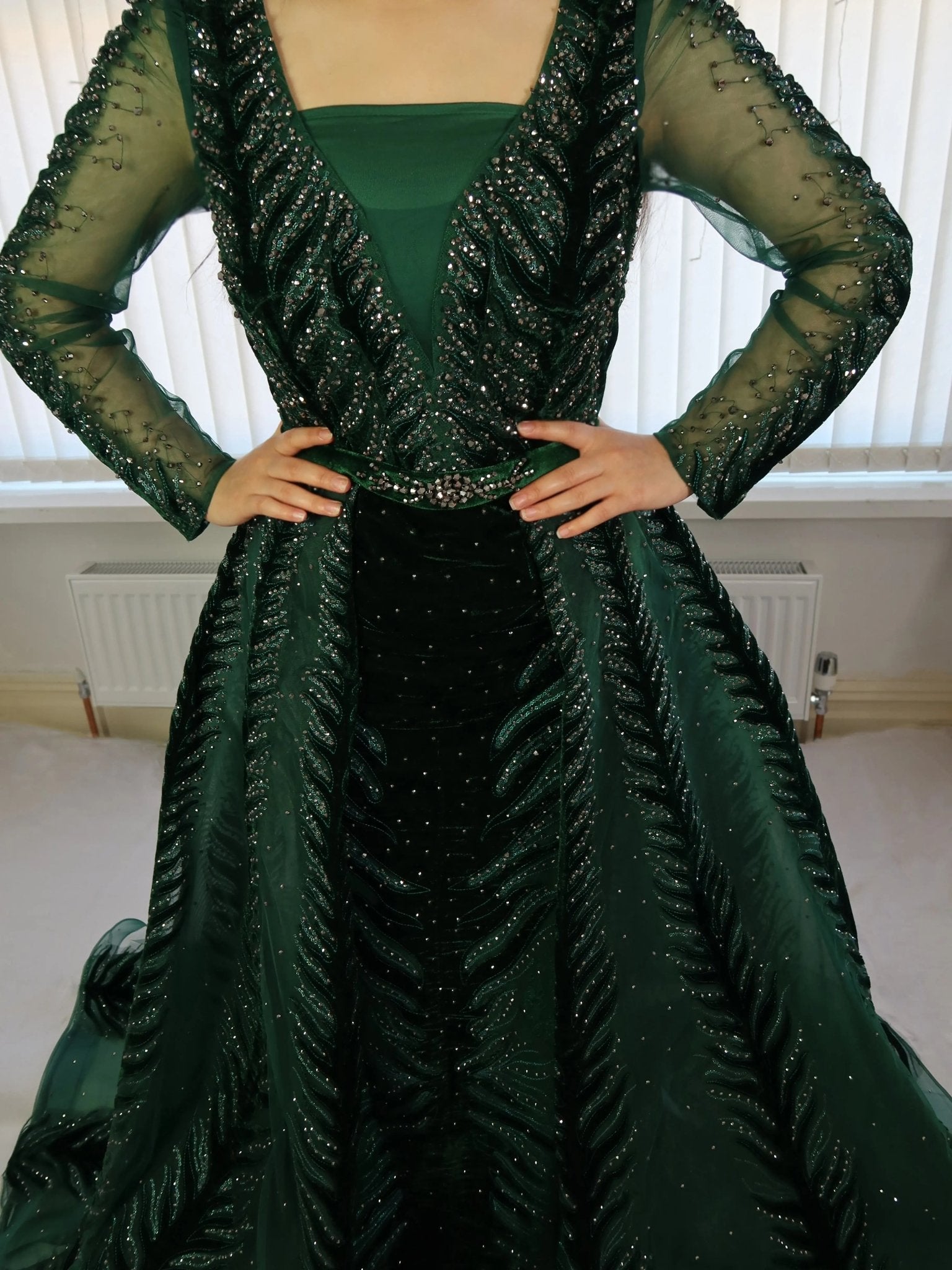 KAYLA - V-Neck Luxury Beading Gown - Mscooco.co.uk